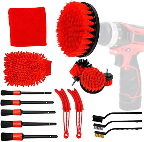 16 PCS Car Detailing Brush Set,Car Drill brush Cleaning Kit set