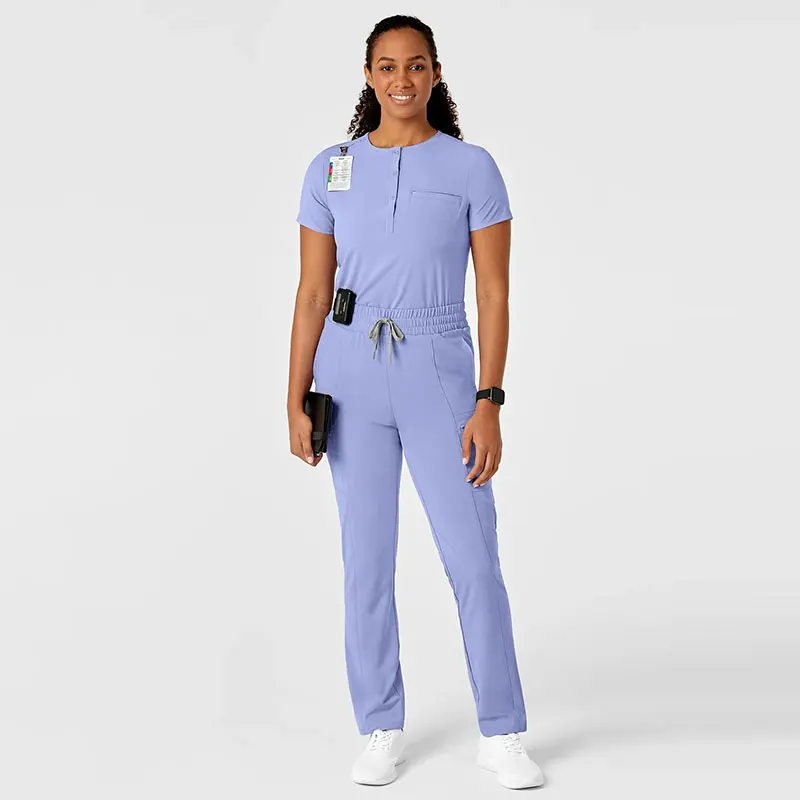 Bestex Customized Womens Medical Scrubs Wear Outfits Fashionable Navy Blue Nurse Clothing Scrubs Uniforms Sets for Women