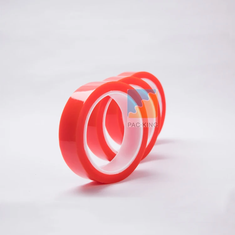 Factory Custom High Temperature Resistance Transparent Adhesive Red Film Double Sided PET Adhesive Tape Jumbo Roll