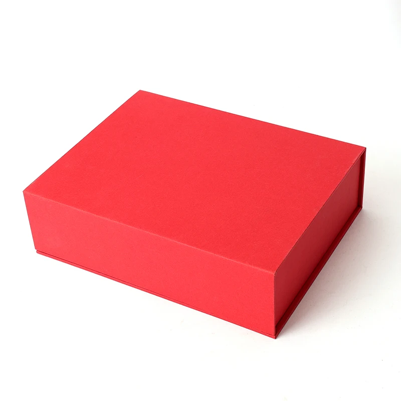 Custom Luxury Folding Magnetic Gift Box Red Foldable Magnet Hard Rigid Cardboard Packaging Box Clothing Shoe Paper Box