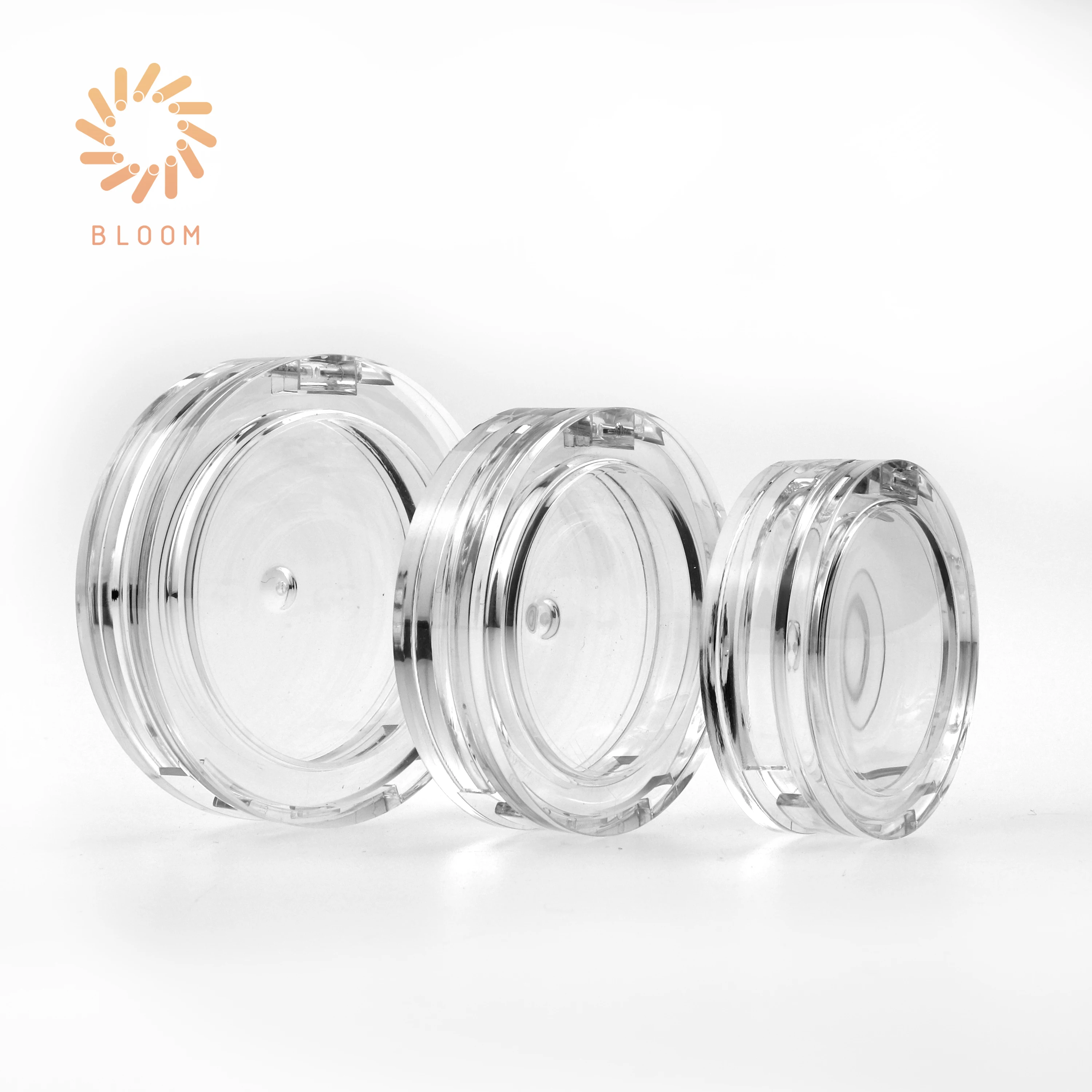 Bloompack Round Custom Fashion Blusher Highlight Powder Package Clear Transparent Single Eyeshadow Case