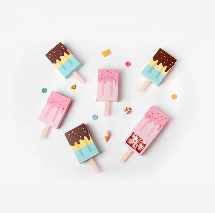 cute folding paper box cartoon ice cream drawer gift box