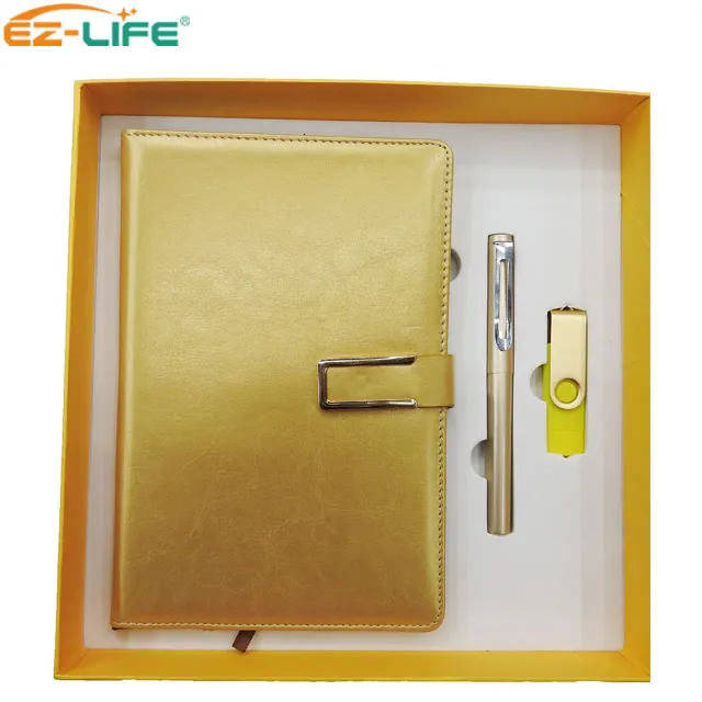 Пользовательская металлическая ручка рекламный флэш-накопитель кожаный чехол записная книжка для делового