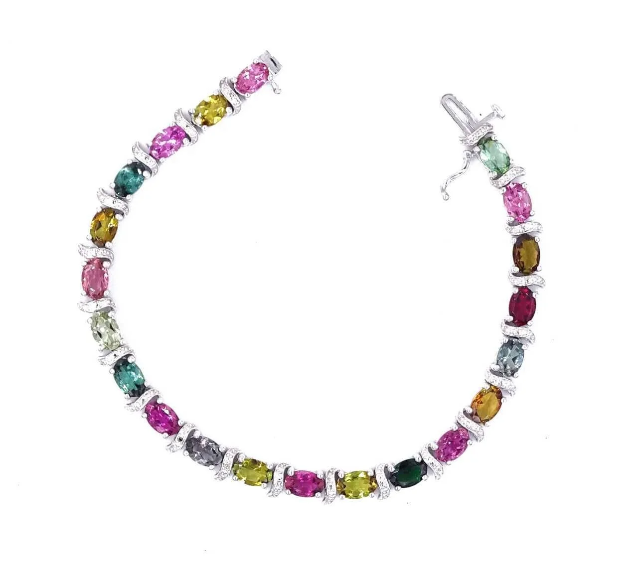 Firstmadam S925 Sterling Silver Colored Gemstone Bracelet Wholesale