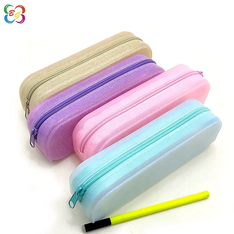 Дешевый квадратный Косметический Силиконовый детский плоский пенал для девочек на заказ