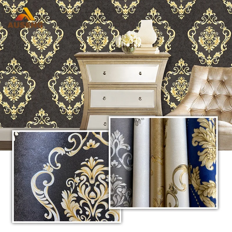 Good Quality Plain Flower Damask Wallpaper Interior Home Decorations Wall Paper Rolls Wallpaper