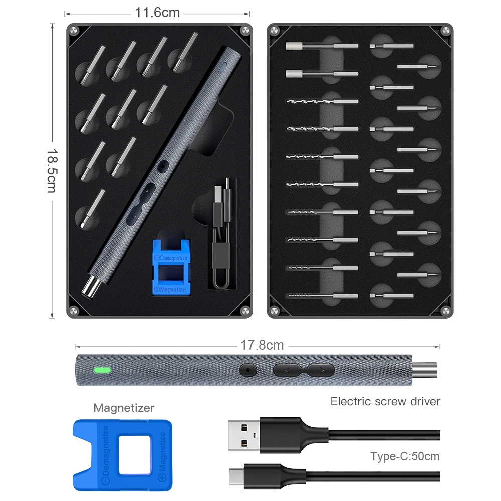 36-in-1 Fix Tools Precision Electric Screwdriver Set DIY 3.7V Rechargeable Power Screwdriver Portable Iphone Repair Tools