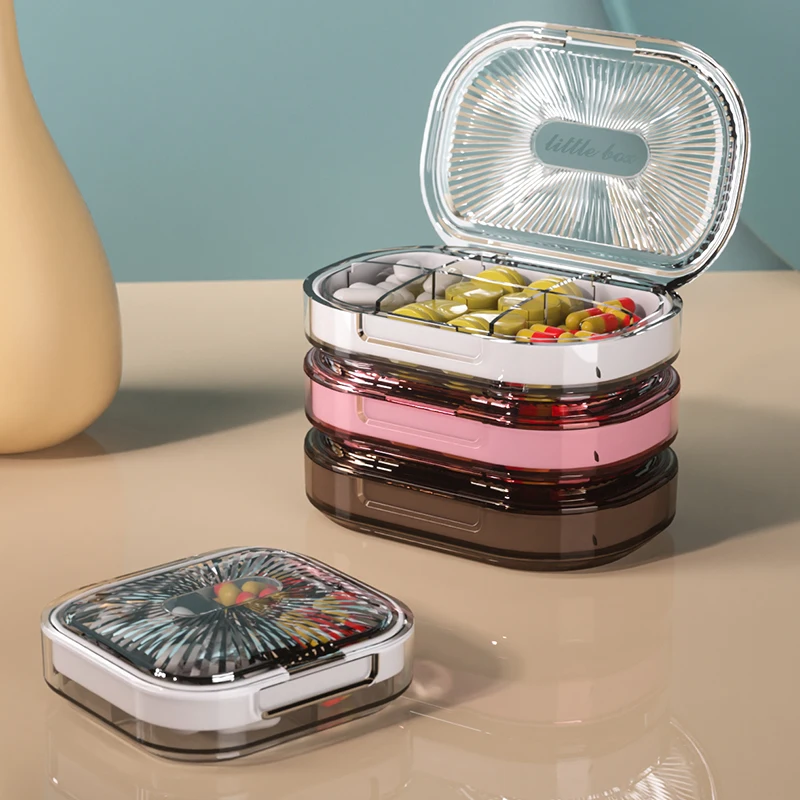 Airtight Pill Organizer Box Large Pill Dispenser Home Travel Essentials Holder Portable Vitamin Sorter Daily Medicine Container