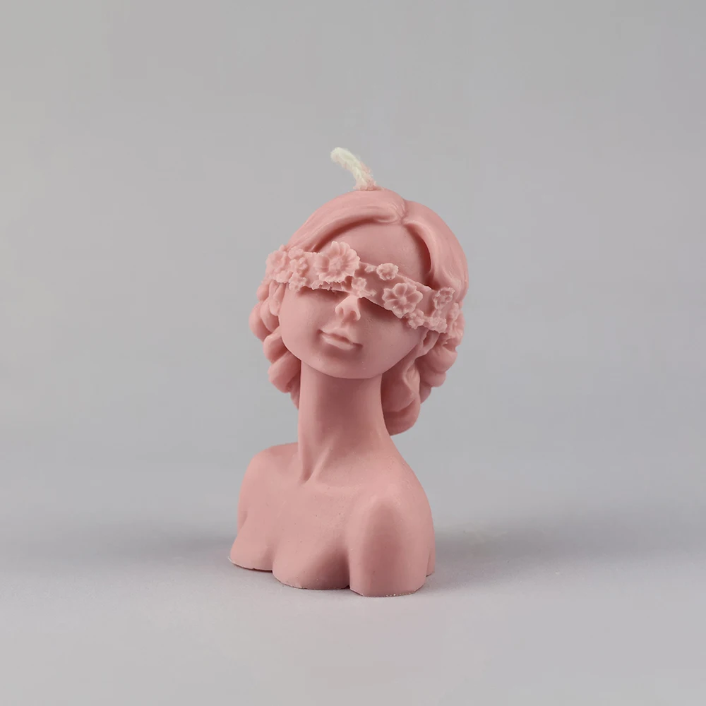 Packaging Design 100% Soy Wax Melt Silicone Mold  Diy lady Girl Aromatherapy Plaster Mold Rose Flower Blindfolded Female Candle