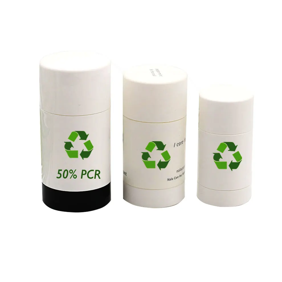 Eco Friendly Round Twist Up Deodorant Bottle Tube Packaging Empty PCR Plastic Black 30g 50g 75g 90g Deodorant Stick Container