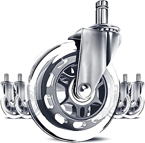 3-inch silver PU+PP casters mute wheelchair accessories for furniture office chairs