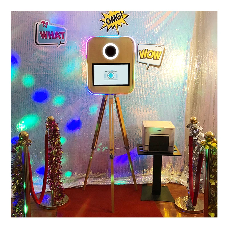 New Design Photobooth Wedding Wood Vintage Photo Booth Price Wholesale Retro Wooden Photo Booth Machine With Printer and Camera