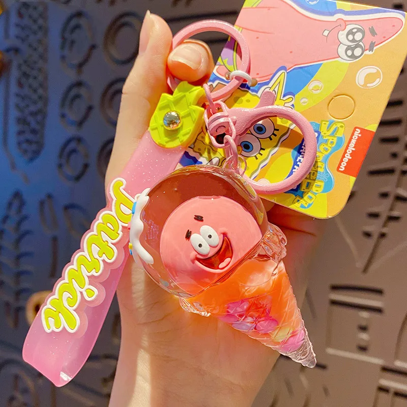 New Keyring Ice Cream Shape Acrylic Key Chain Cartoon Creative Cute Couple Quicksand Floating Liquid Keychain