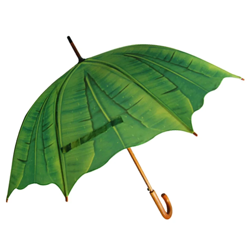 Xiamen straight auto open wave shape custom printed palm leaf umbrella wholesale