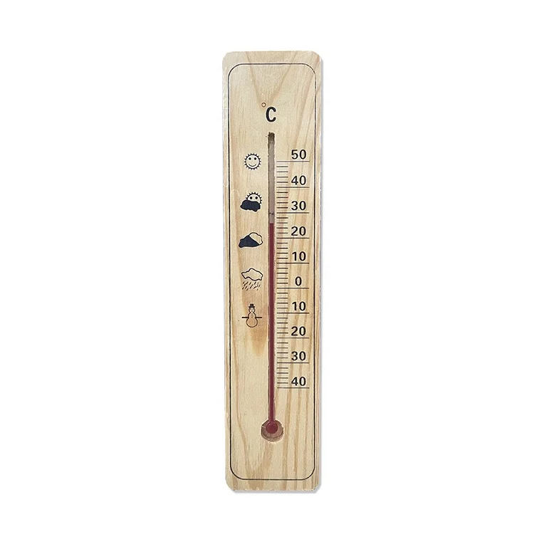 wooden base room and garden thermometer