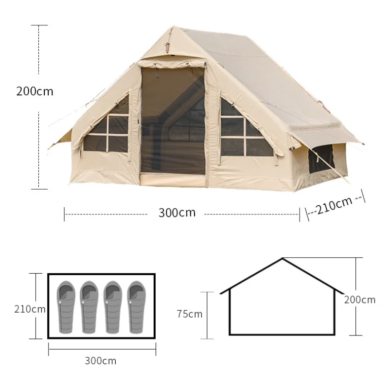 Glamping Holiday Canvas Inflatable Outdoor Camping Luxury Polyester Air Family Tent