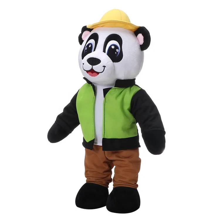 High Quality Plush Panda Teddy Bear With Clothes Toy Custom Charm Engineer Stuffed Animals Toy