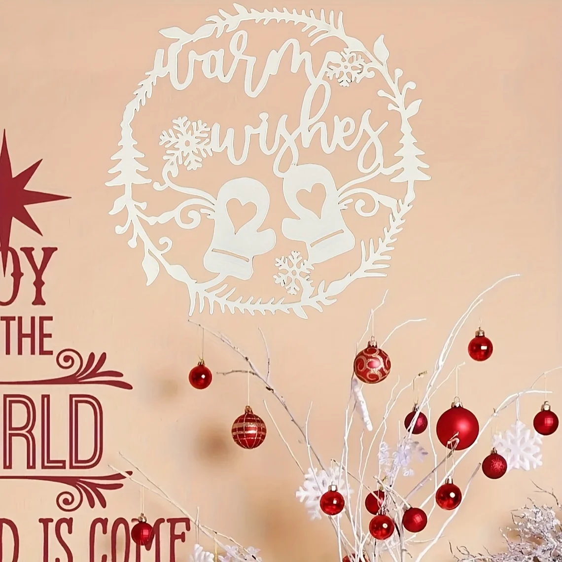 Modern White Metal Wall Art Decor Christmas Living Room Hanging Wall Sticker Movable Plant Pattern Home Decoration or Gift