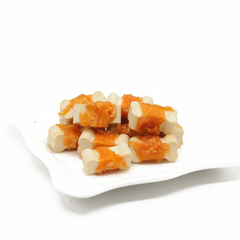 rawhide knot bone wrap chicken meat dog food pet snacks