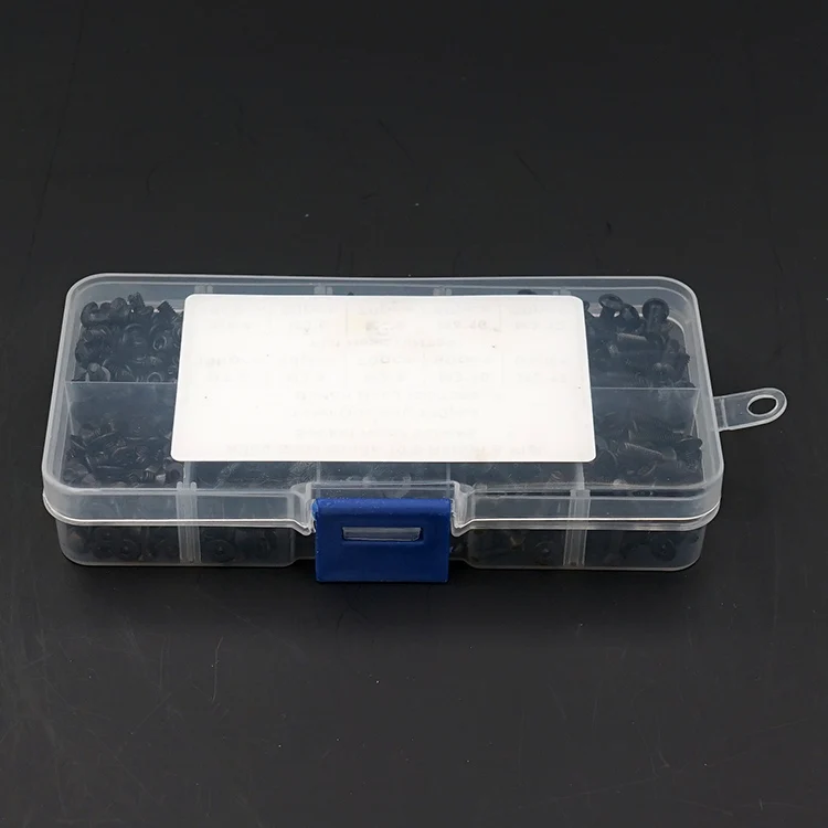 720pcs High Quality Alloy Steel Grade 10.9 Black Hex Socket Flat Head Screws Set