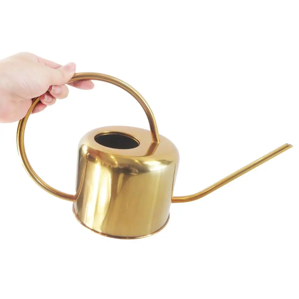 
European style gardening watering can stainless steel pot 1300ml household shower pot golden small watering can 