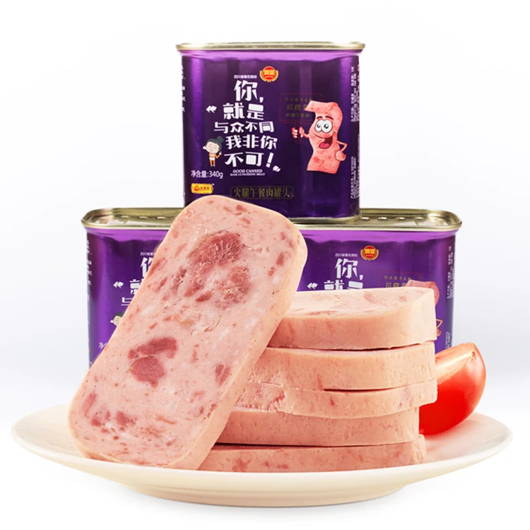 Wholesale easy open lid custom blackpepper cheese original ham pork luncheon meat canned food