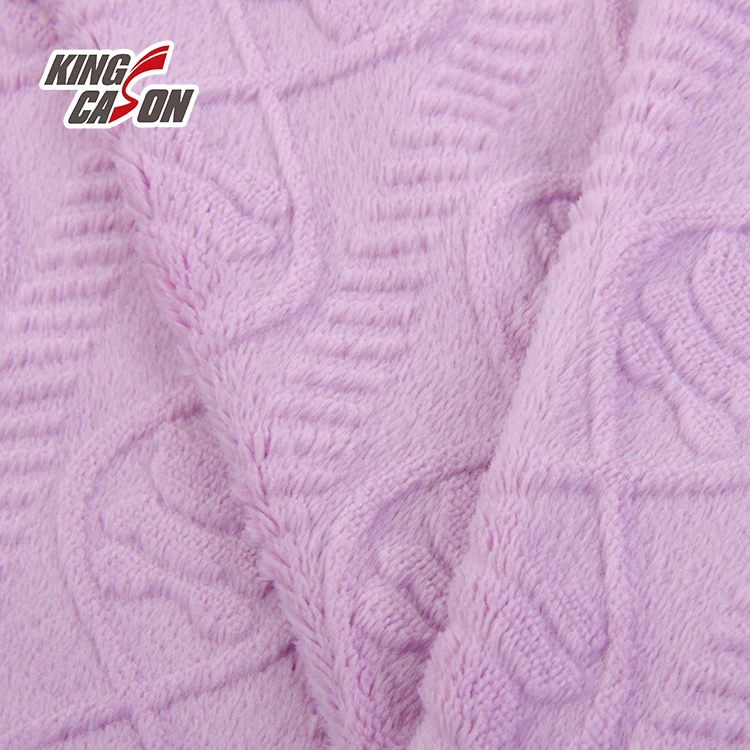 Kingcason China Factory One Side Brushed Plain Burnout Flower 100%Poly Flannel Fleece Fabric For Blanket Bedding Pajamas Toys