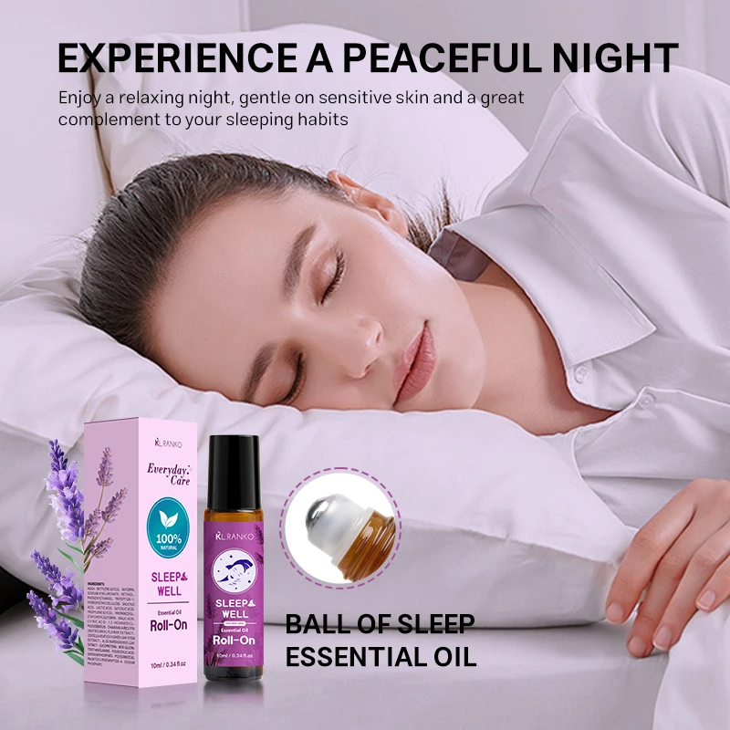 Custom Logo OEM 100% Natural Mix Blend Lavender Frankincense Relaxing Essential Oil Roll on Night Sleep Oils Beauty Products