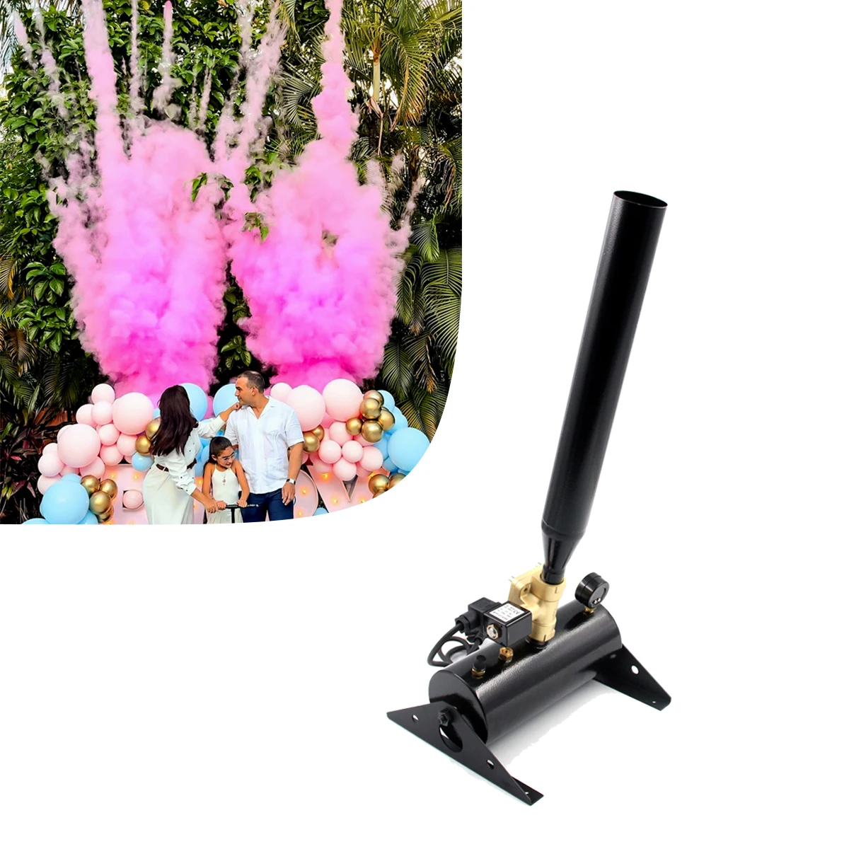 Unforgettable Times Baby On The Way Mini Holi Powder Cannon Can Be Linked to a Buzzer Color Explosion Machine Gender Reveal Show