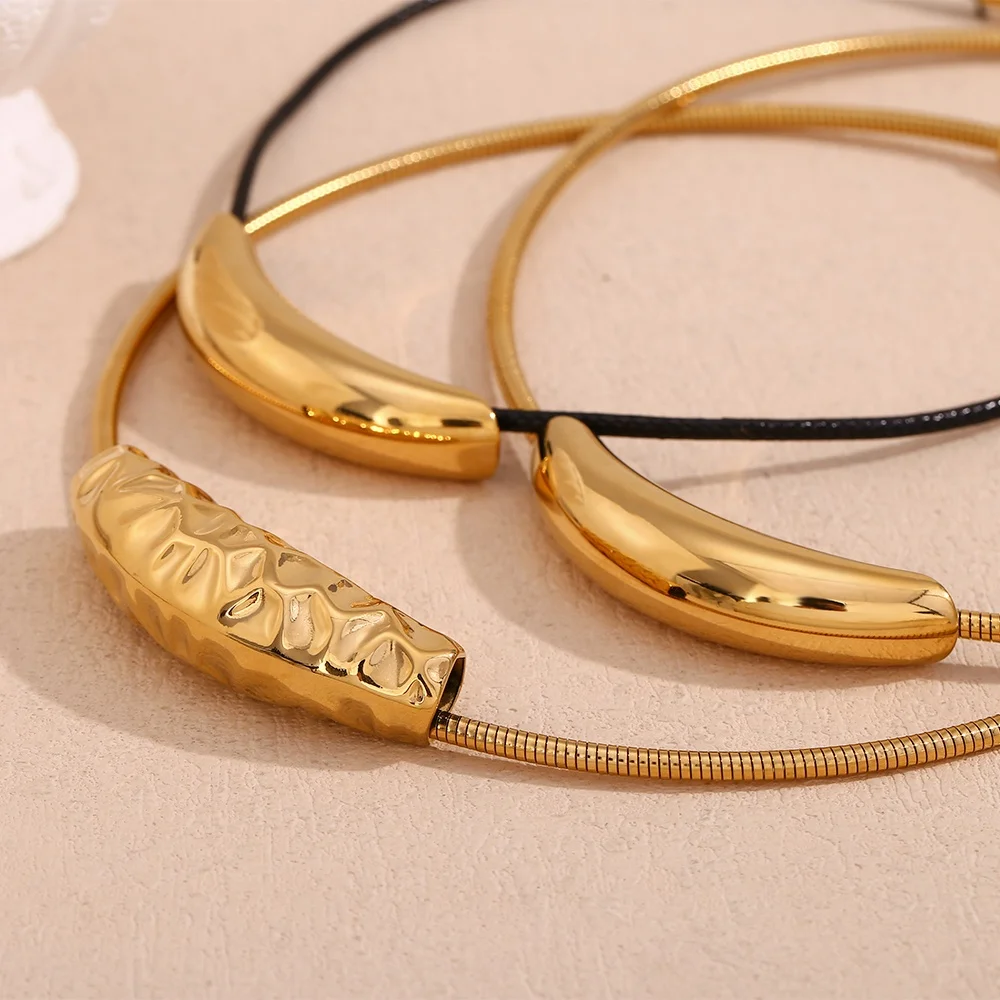 Punk Style Magnetic Choker Necklace 18k Gold Plated Snake Chain Jewelry 316L Stainless Steel Necklace
