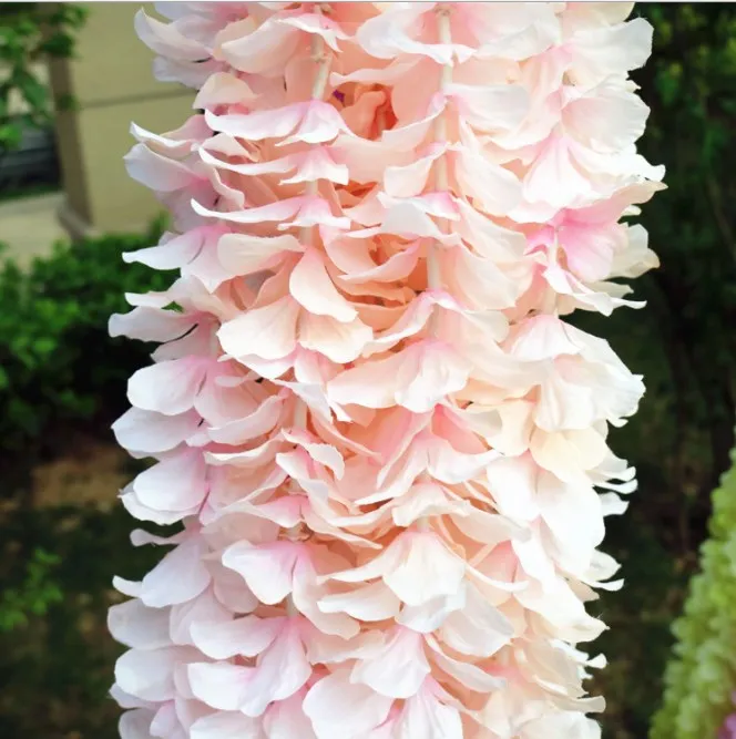Wholesale cheap artificial wedding flower vine silk flower garland 1m or 2m for wedding home decoration