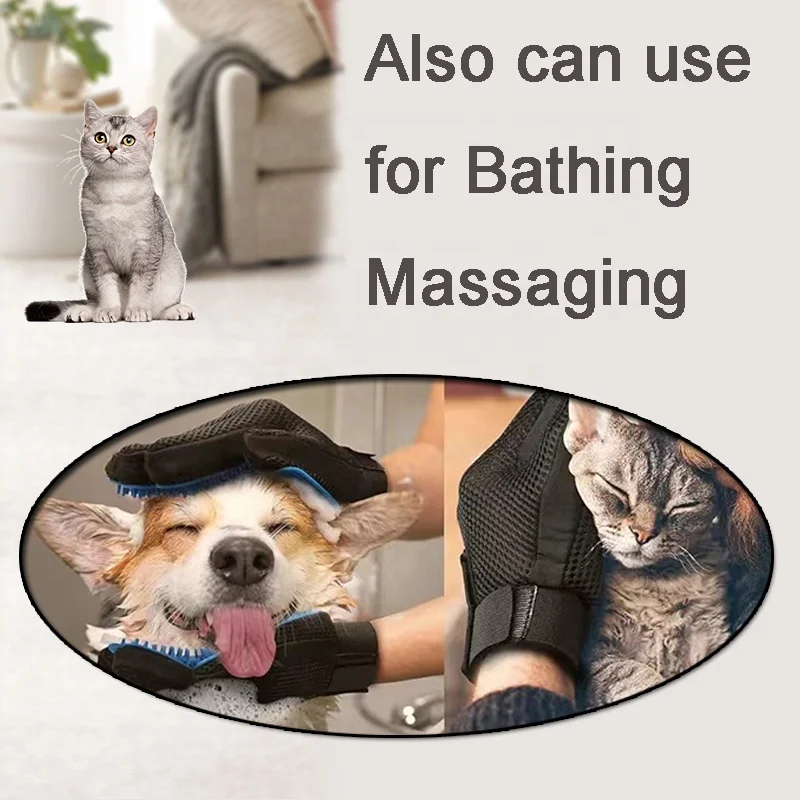 pet grooming gloves Cat Gloves Pet Dog Brush Pet Double Sided Gloves Comb Cleaning Grooming Cat Hair Remover