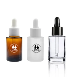 Sale Glass Cosmetic Packaging 30ml 1oz Frosted Clear Empty Liquid Beard Essential Oil Serum Dropper Glass Bottle for Amazon