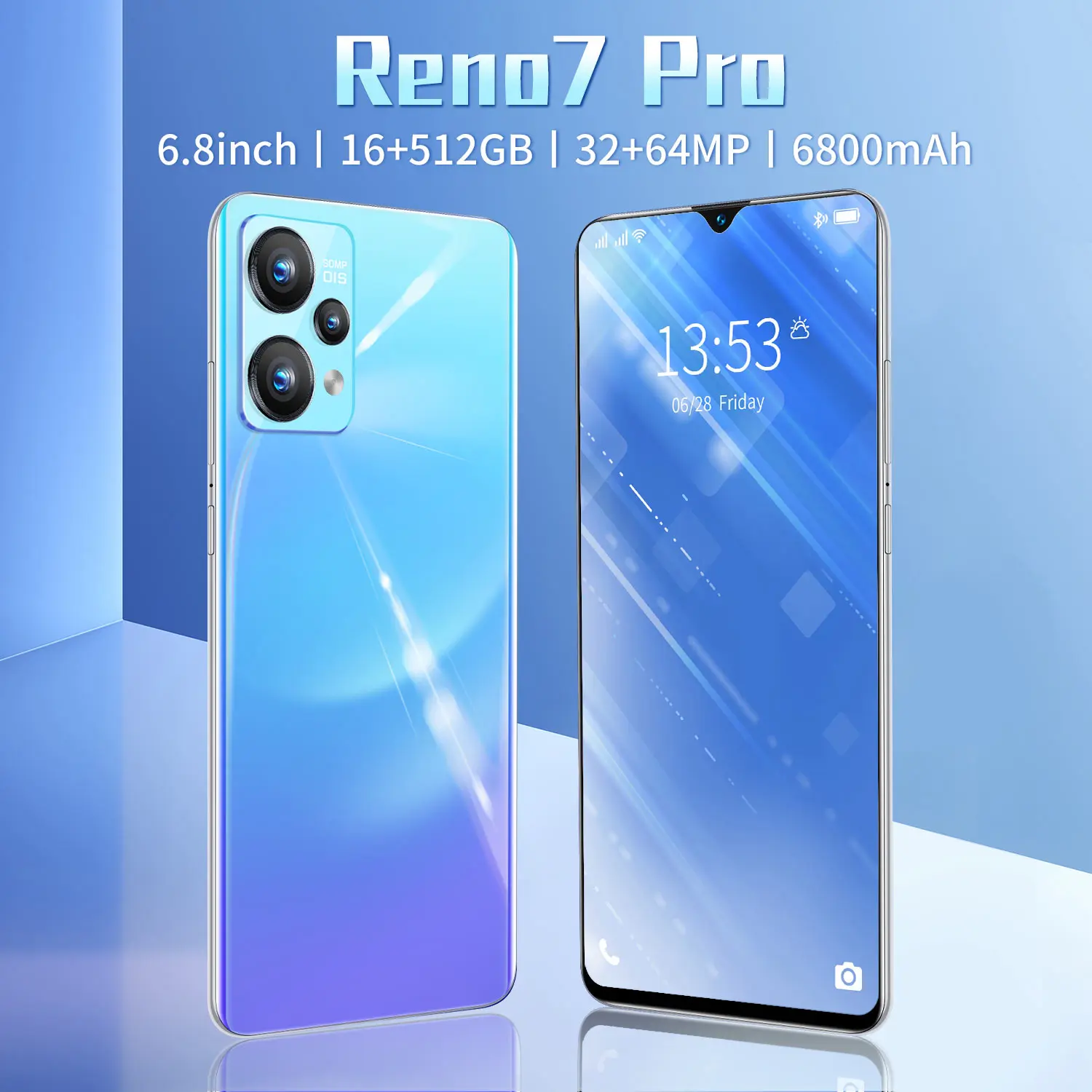 Hot selling Reno7 Pro smartphone 6.8 inch 16+512GB unlocked smart phones dual SIM 10 core android cell phone