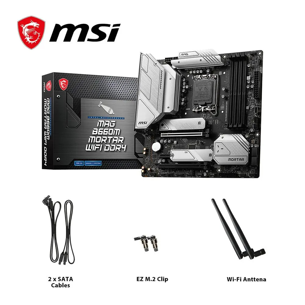 MAG B660M MORTAR DDR4 Motherboard, Micro-ATX - Supports  12th Gen Core Processors, LGA 1700 - DDR4 Memory Boost 4800+MH