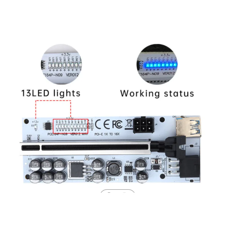 13 светодиодных ламп 10 конденсаторов Pci-e Райзер 16x V012 Pro Ver 012 макс. Плата расширения Pci Express GPU