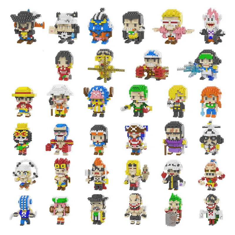 66 Styles DIY Toys Figurine 1 PIECE ZORO ACE LUFFY NAMI CHOPPER BOA SANJI LAW Building Bricks PVC Anime Figure for Kids