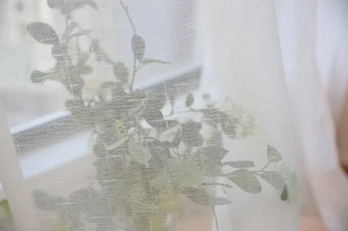 Hot Selling Textured Linen Style Slub Sheer Curtain Fabric 100%Polyester Slub Linen Look Sheer Fabrics For Curtains Living Room