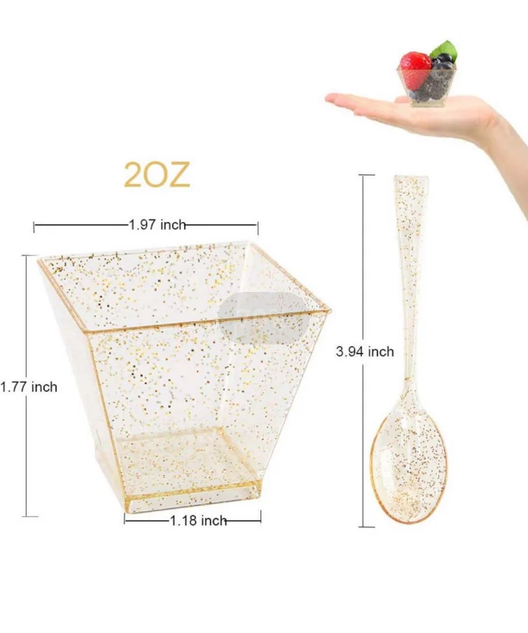 2 унции, маленькая одноразовая квадратная посуда ps, пластиковая чашка для десерта в очках для фотографий