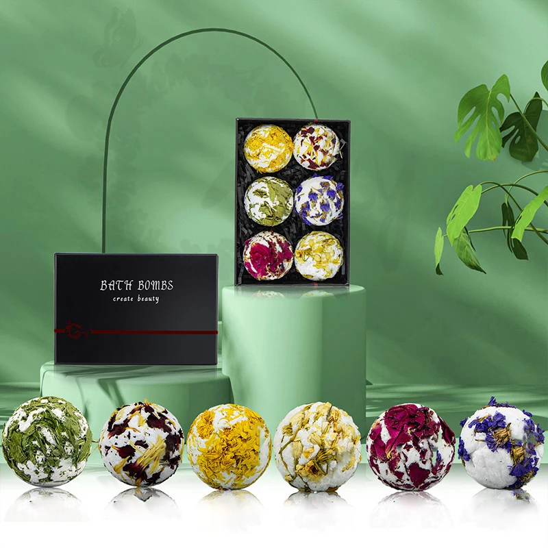 Factory Supply Customizable Skin Cleaning Mineral Herbal Dried Flower Explosion Bomb Bath Ball