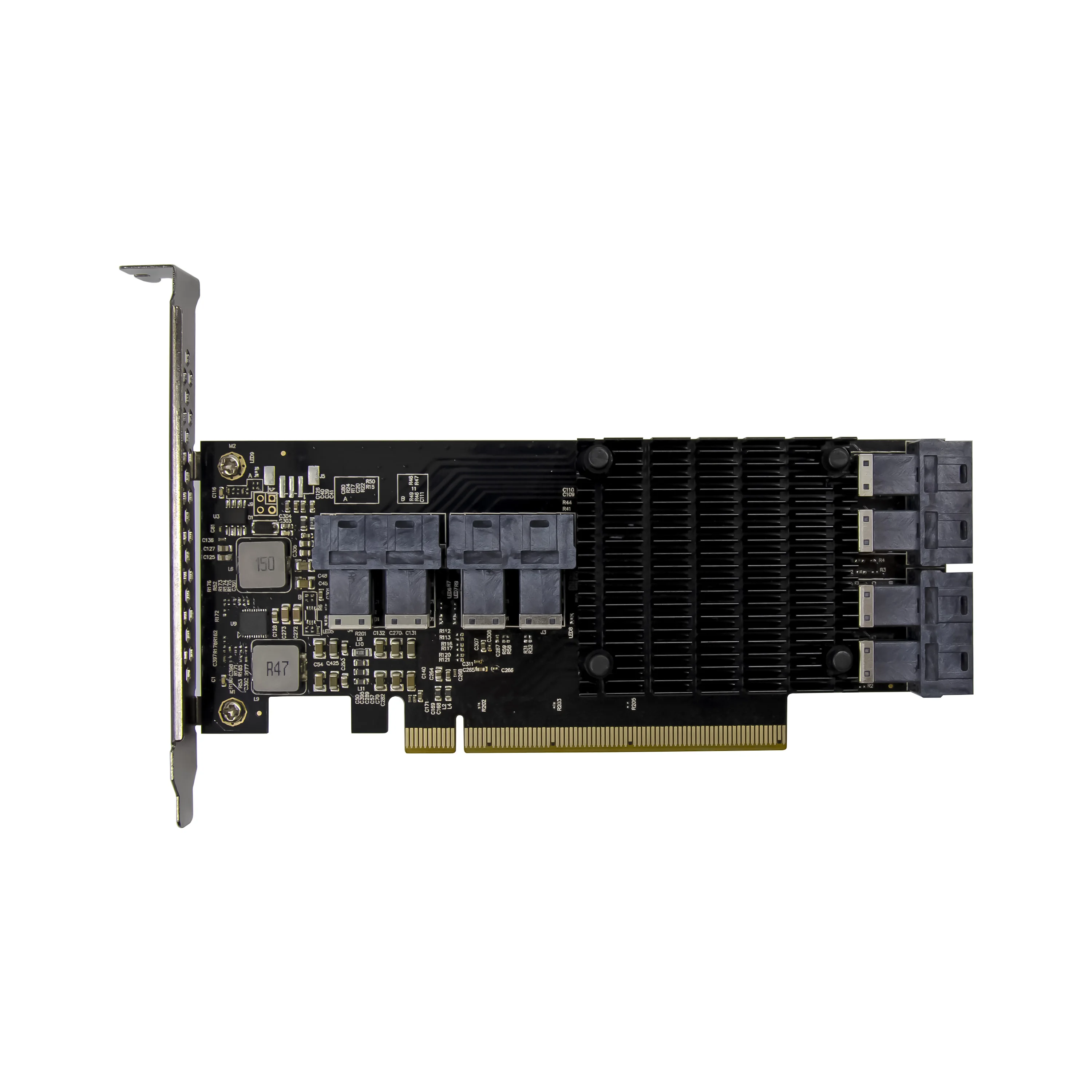 ST538 PCIe X16 8 x SFF8643 PEX8749 U.2 Host Bus NVME Card
