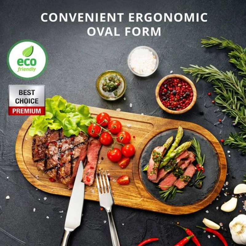 Steak bamboo wooden  Serving Board Charcuterie with Slate Stone marble smart Cutting Board with Handle collecting trays