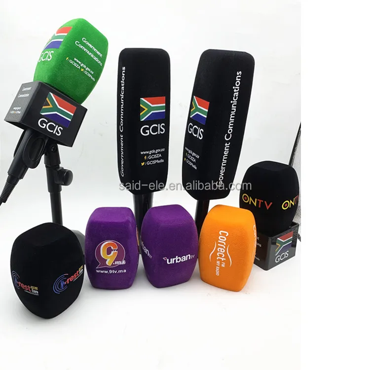 Somalia Asal Sports TV microphone foam windshields printed brand logo reporter mic flags