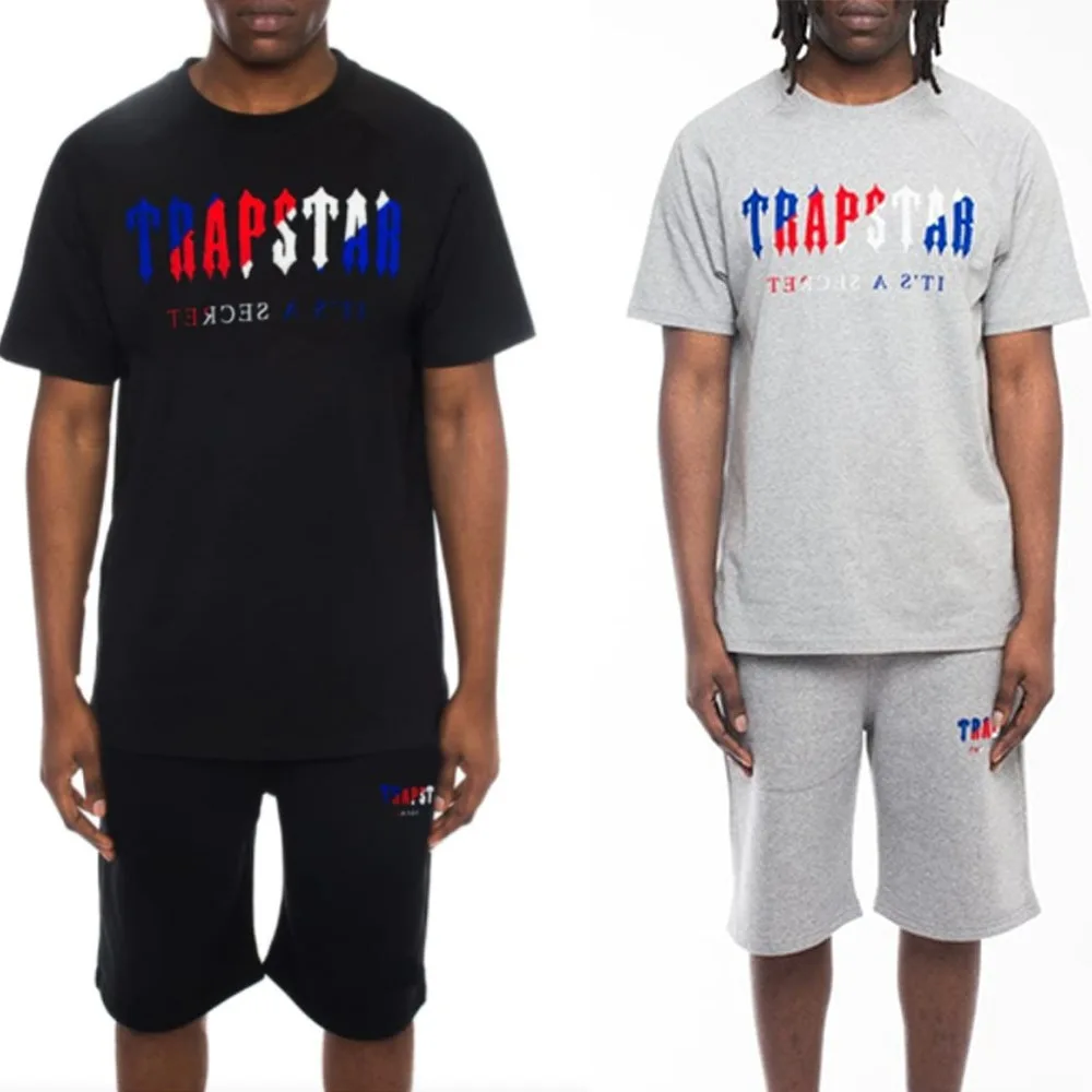 King Mcgreen Star Trapstar Rainbow Letter gradient Towel Embroidery short sleeve T-shirt Cotton casual shorts