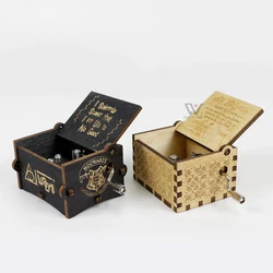 New Arrival Custom Mini Music Box Hand Crank Laser Engraved Hand Crank Wooden Music Box