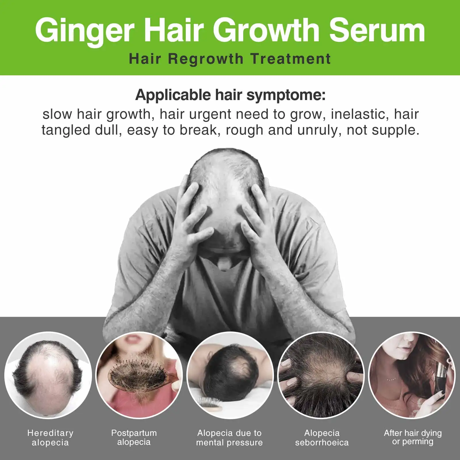 Hair Treatment Serum  Organic Ginger Hair Growth Oil Hot Sale 10ml
