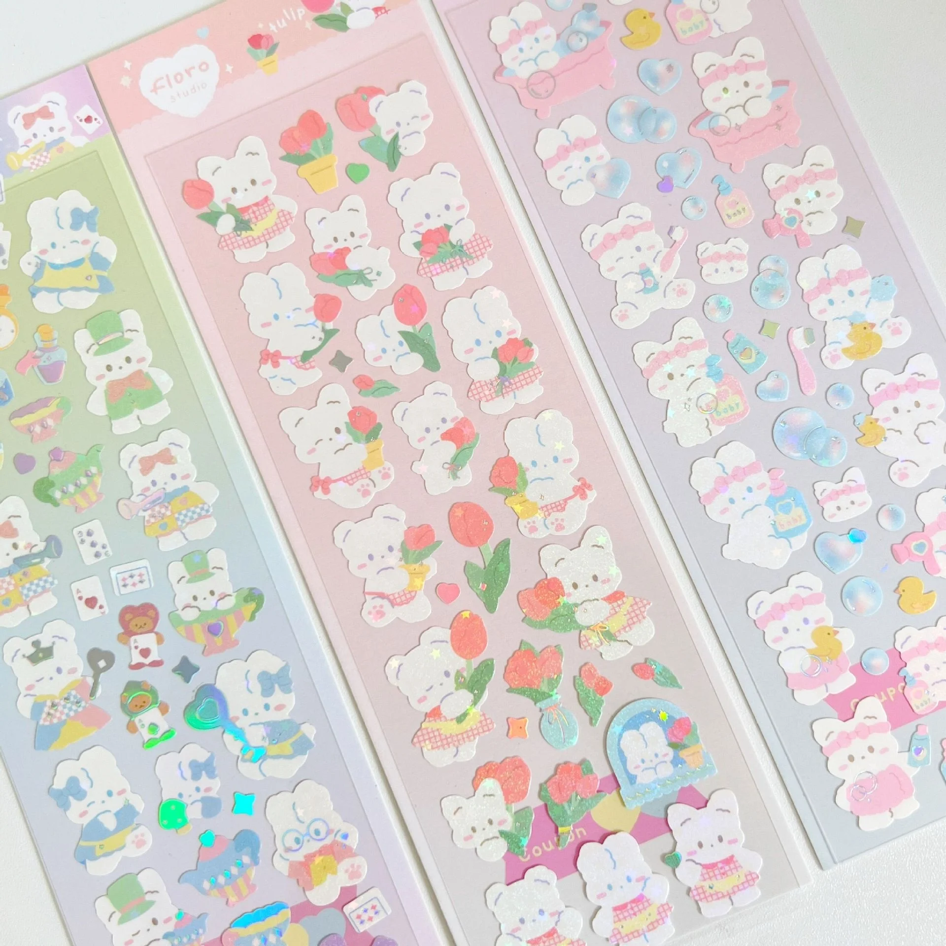 Ins journal girl diary stickers children cute rabbit girl deco sticker bear sweet cartoon decorative stickers