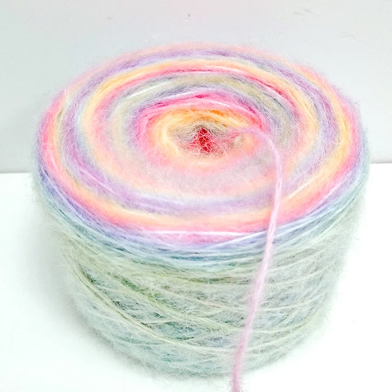 Customize Hot sell in Europe Cake Yarn Space Dyed Crochet Yarn Hand Knitting Gradient Color Wool Blended Yarn