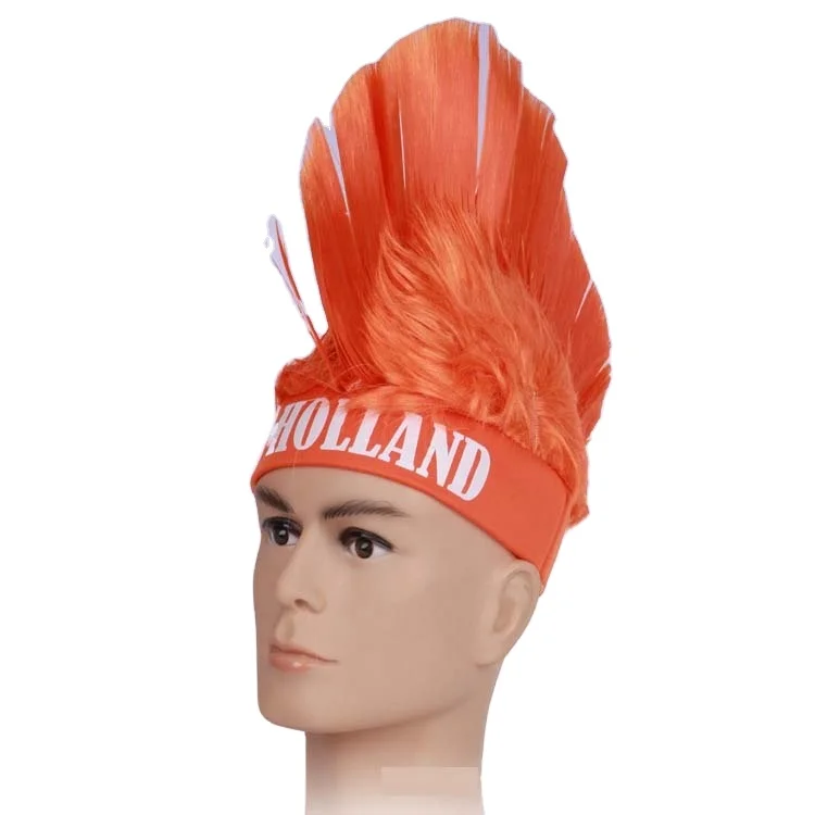 EK 2024 holland football fan head belt with synthetic comb wig the netherlands