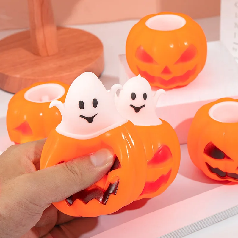 Halloween Wholesale Halloween Squishy Pumpkin Cup Squeeze Toys Kids Adult Stress Relief Funny Novelty TPR Toys